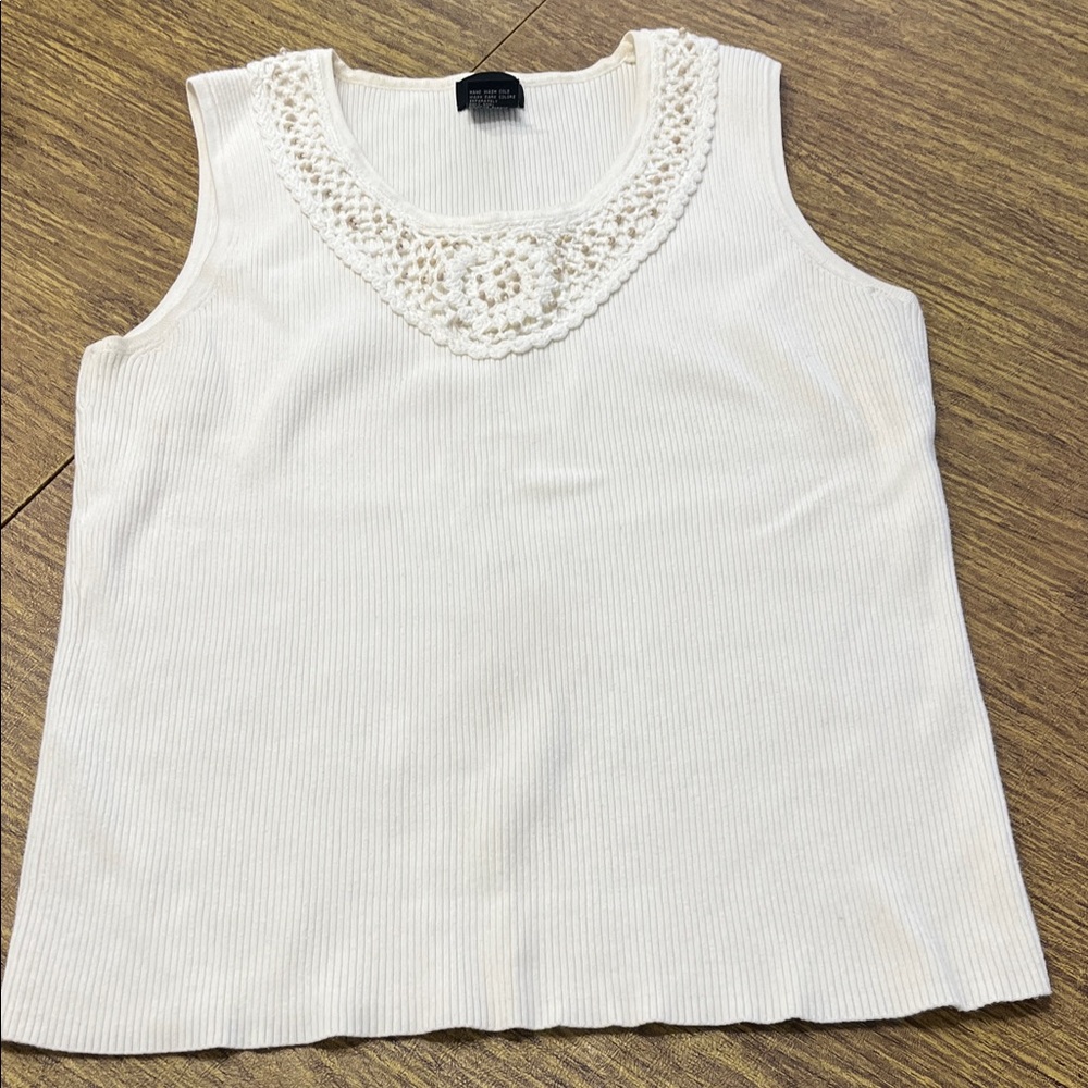 Elegant cream Crochet Trim Tank Top